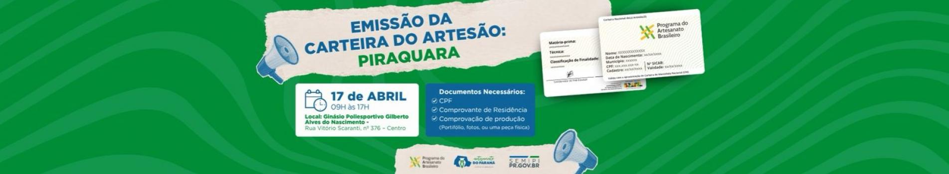 Mutirão de Carteira Nacional do Artesão em Piraquara