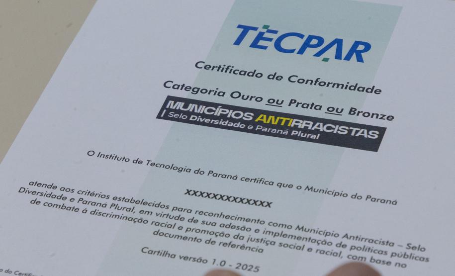 TECPAR emite certificado municípios Antirracismo